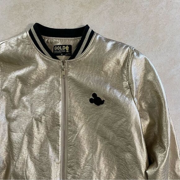 Mickey Mouse Gold Collection size M Medium Varsity bomber jacket women’s Juniors - Picture 2 of 4